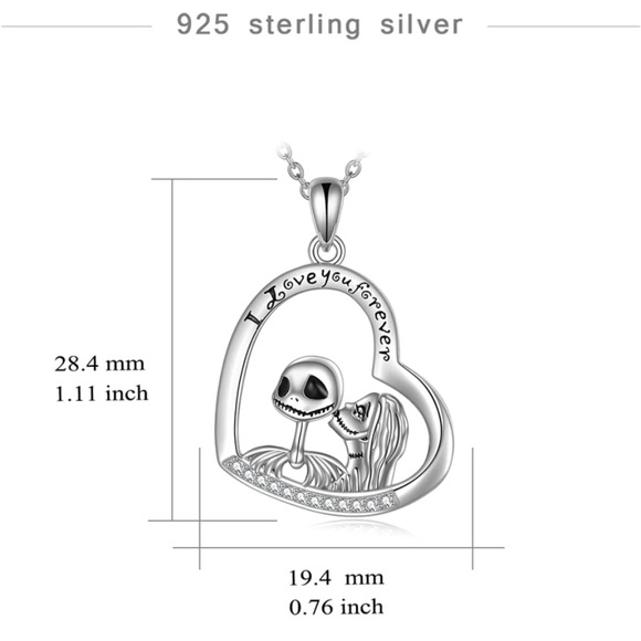 Diamond Nightmare Before Christmas Eternity Infinity Heart Necklace - Picture 5 of 5